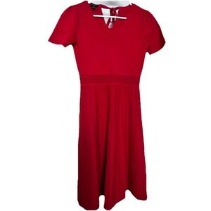 Talbots Flutter Sleeve Fit & Flare Red Dress Petite Holiday Workwear‎ Cocktail